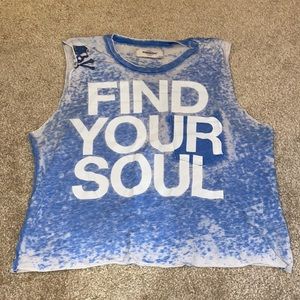 SoulCycle Blue & White Crop Tank Top